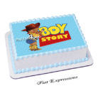 Boy Story Baby Shower Edible Cake Image Blue
