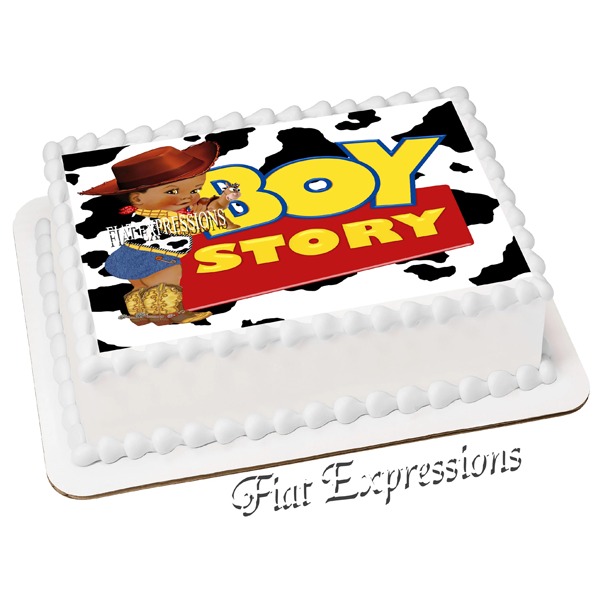 Boy Story Baby Shower Edible Cake Image