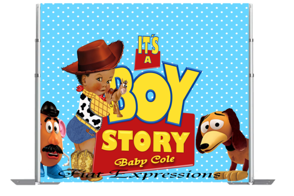 Boy Story Blue Toys Baby Shower Backdrop