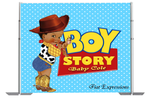 Boy Story Baby Shower Backdrop Blue