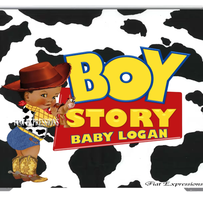 Boy Story Baby Shower Backdrop Cow Print