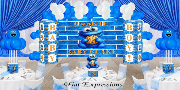 Cookie Monster Themed Baby Shower Boy Balloons and Centerpiece Set Cookie Monster Themed Baby Shower Boy Balloons and Centerpiece Set