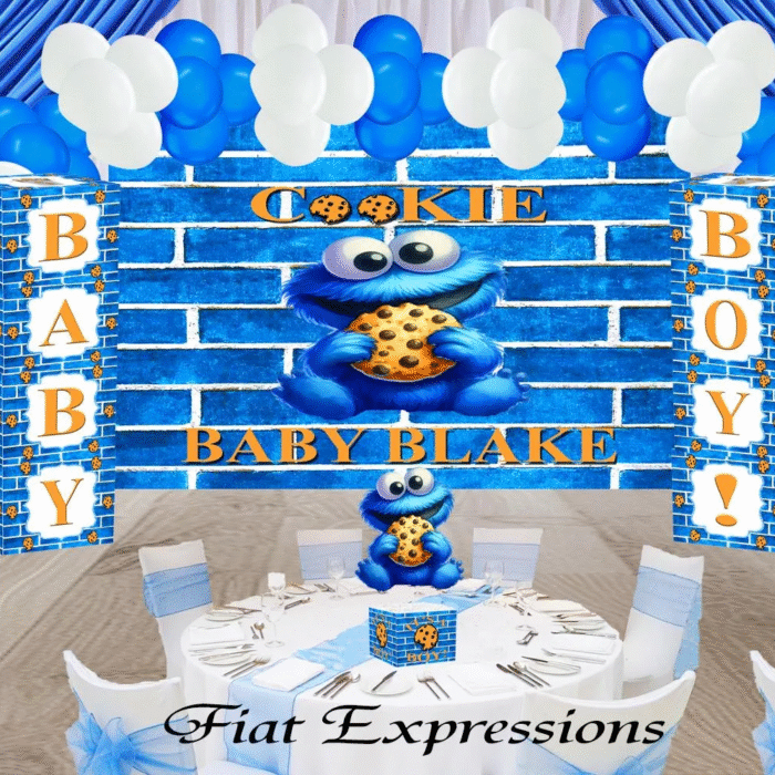 Cookie Monster Themed Baby Shower Boy Balloons and Centerpiece Set