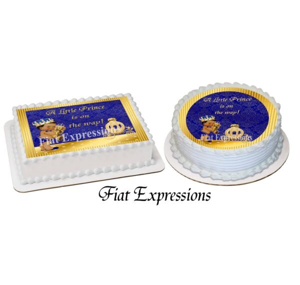 Prince Baby Shower Edible Cake Image Royal Blue Gold Digital File