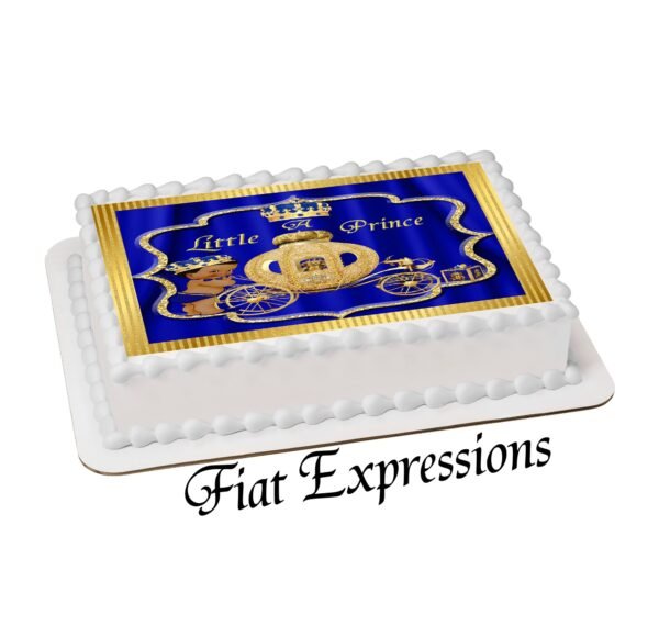 Prince Baby Shower Edible Cake Image Royal Blue Gold Digital File