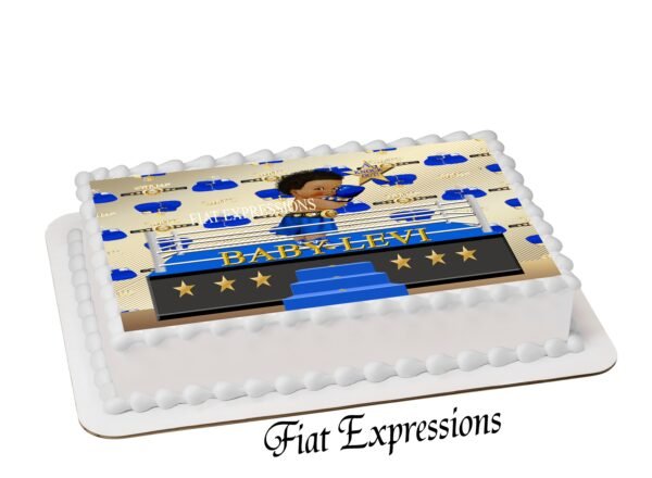 Boxing Champion Blue & Gold Baby Shower Edible Cake Image Digital File