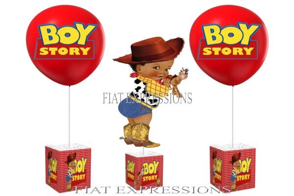 Boy Story Cowboy Baby Centerpiece with Balloons Baby Shower Centerpiece Decorations