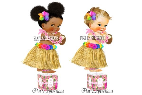 Aloha Topical Hawaiian Luau Pink & Green Baby Shower Table Centerpiece