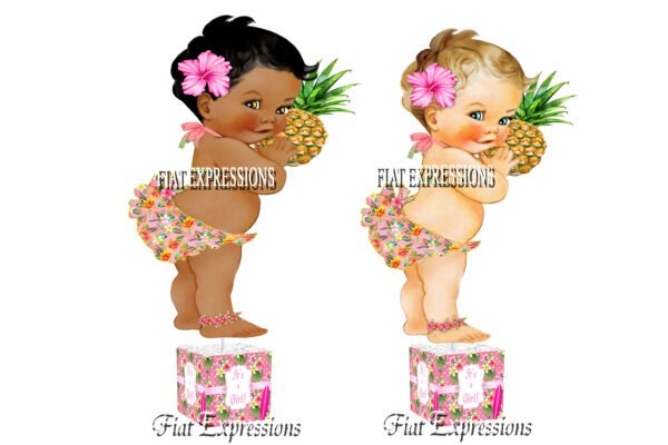 Aloha Topical Hawaiian Luau Baby Shower Table Centerpiece with Pineapple