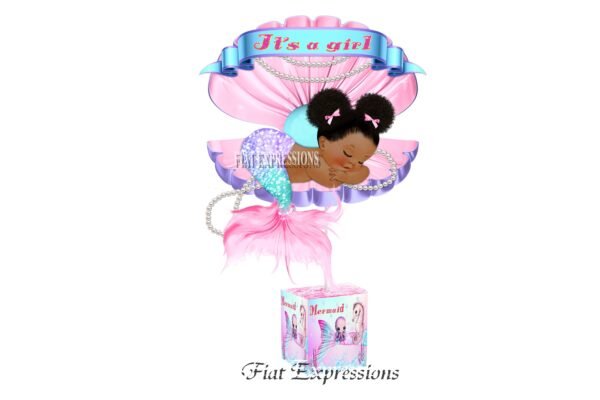 Mermaid Pink & Blue Baby Shower Centerpiece