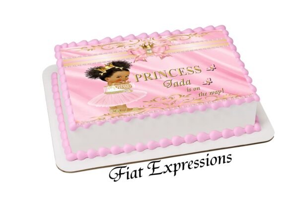 Princess Pink Gold Edible Cake Image Digital File