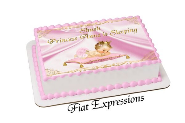 Princess Pink Gold Edible Cake Image Digital File