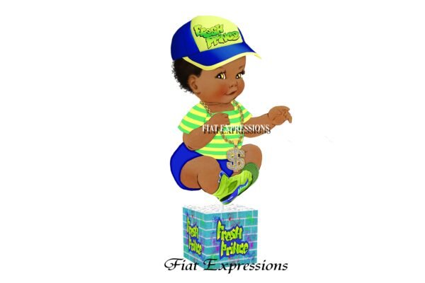 Fresh Prince Blue & Green Baby Shower Centerpiece