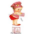 Baby Q Girl Centerpiece Red White Plaid Sunflower Spatula