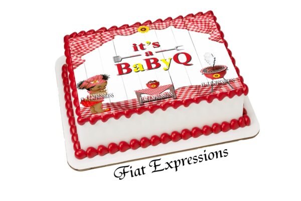 Baby-Q Girl Red & Sunflower Edible Cake Image Digital File
