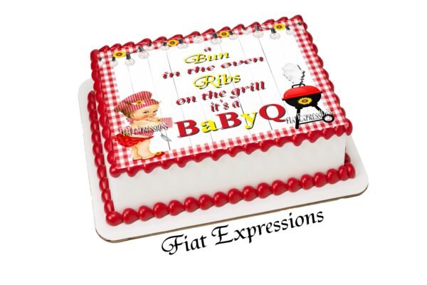 Baby-q Girl Red & Yellow Baby Shower Edible Cake Image Digital File