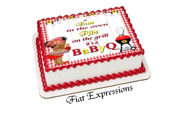 Baby-q Girl Red & Sunflower Baby Shower Edible Cake Image Digital File