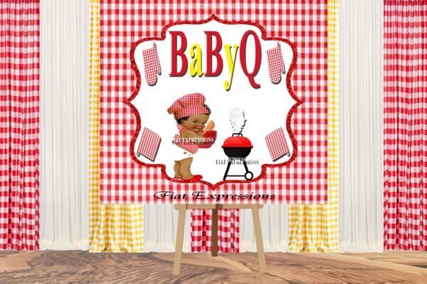 Baby-Q Boy Red Yellow & White Baby Shower Poster Backdrop Digital File