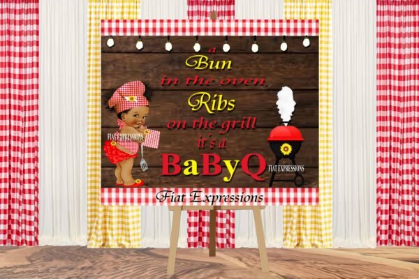 Baby-Q Girl Red with Sunflower/Baby-Q Baby Shower Poster Backdrop Digital File