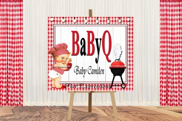 Baby-Q Boy Red Baby Shower Poster Backdrop Digital File