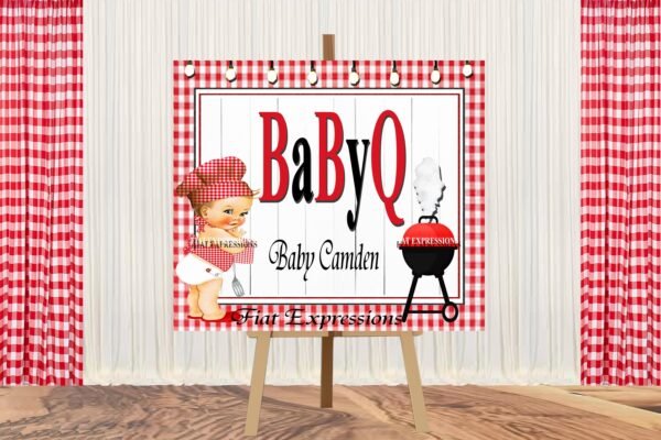 Baby-Q Boy Red & Yellow Baby Shower Poster Backdrop Digital File