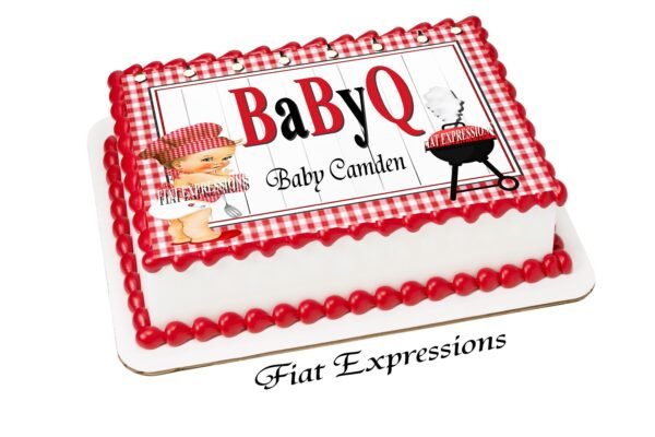 Baby-q Boy Red Baby Shower Edible Cake Image Digital File