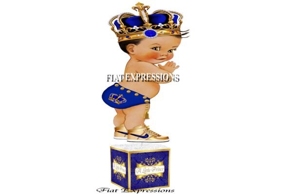 Prince Blue Gold Baby Shower Centerpiece