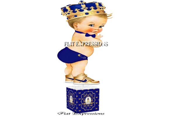 Prince Blue Gold Baby Shower Centerpiece