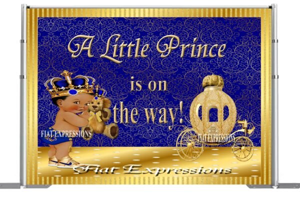 Prince Blue Gold Baby Shower Backdrop/Baby Shower Décor/Baby Shower Digital Sign