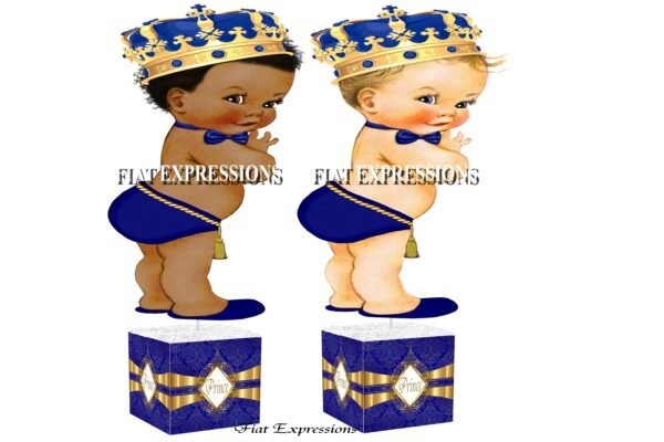 Prince Royal Blue Gold Paisley Baby Shower Centerpiece