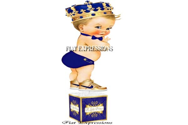 Prince Blue Gold Baby Shower Centerpiece