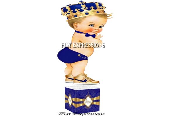 Prince Blue Gold Baby Shower Centerpiece