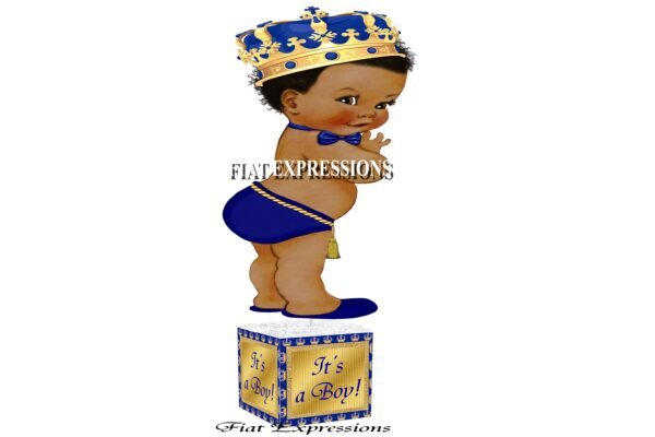 Prince Blue Gold Baby Shower Centerpiece