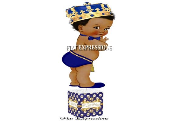 Prince Blue Gold Baby Shower Centerpiece