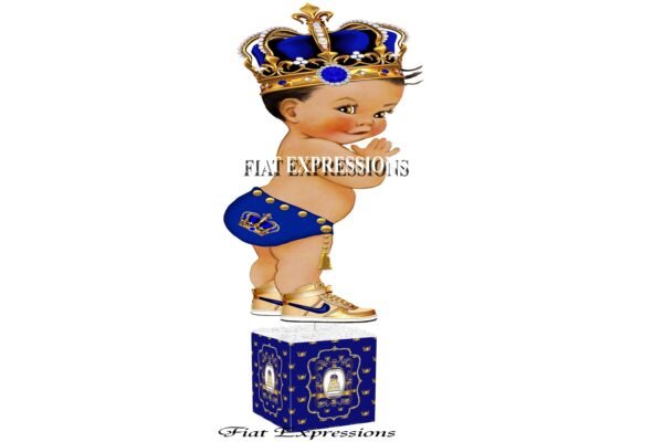 Prince Blue Gold Baby Shower Centerpiece