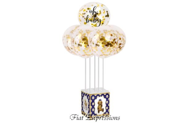 Prince Teddy Bear Blue Gold Balloon Baby Shower Table Centerpiece