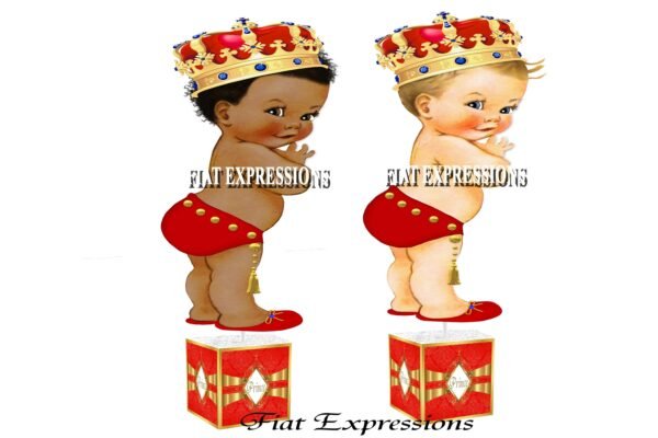 Princ Red Gold Baby Shower Table Centerpiece