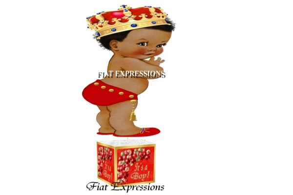 Prince Red & Gold Baby Shower Centerpiece