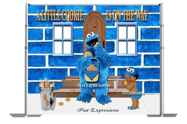 Cookie Monster Themed Baby Shower Backdrop with Baby