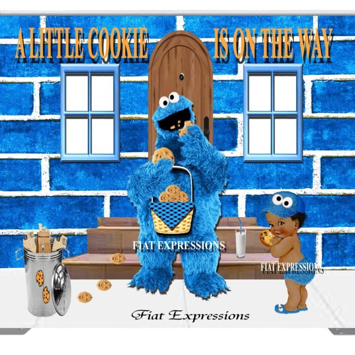 Cookie Monster Themed Baby Shower Backdrop with Baby