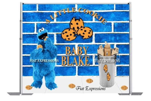 Cookie Baby Shower Backdrop, Cookie Big Monster Eating a Cookie, Cookie Monster Themed Baby Shower Backdrop Digital File DIGITAL