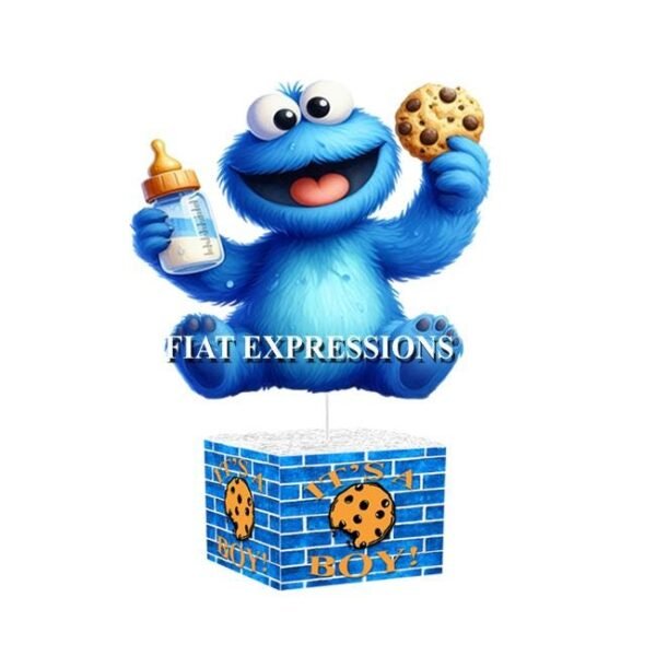 Cookie Baby Monster Themed Baby Shower Centerpiece with Bottle