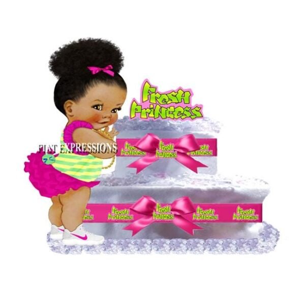 Fresh Princess Diaper Cake 2 Tier Burp Cloth/Fresh Princess Baby Shower Centerpiece and Gift