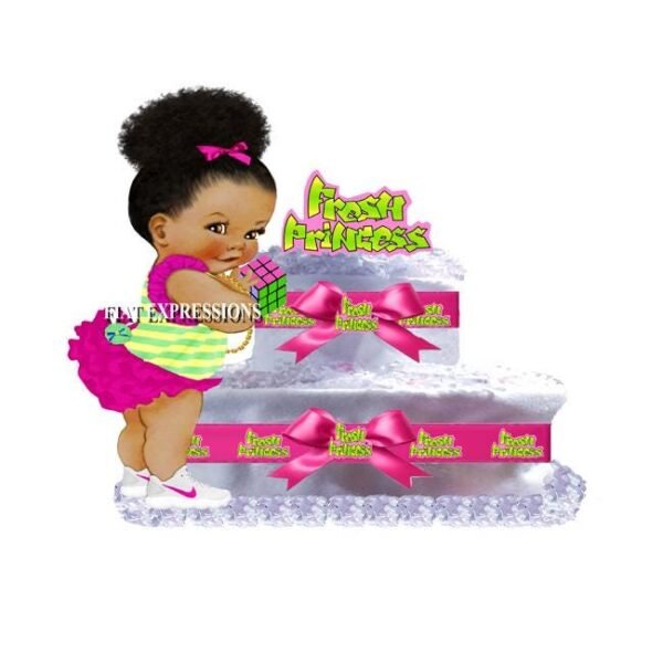 Fresh Princess Diaper Cake 2 Tier Burp Cloth with Rubik's Cube/Fresh Princess Baby Shower Centerpiece and Gift