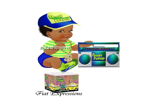 Fresh Prince Baby Shower Centerpiece with Sitting Baby Boombox & Taxi/Fresh Prince Baby Shower Centerpiece Decorations