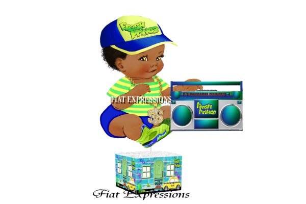 Fresh Prince Baby Shower Centerpiece/Sitting Baby Blue Green with Taxi/Fresh Prince Baby Shower Centerpiece Decorations