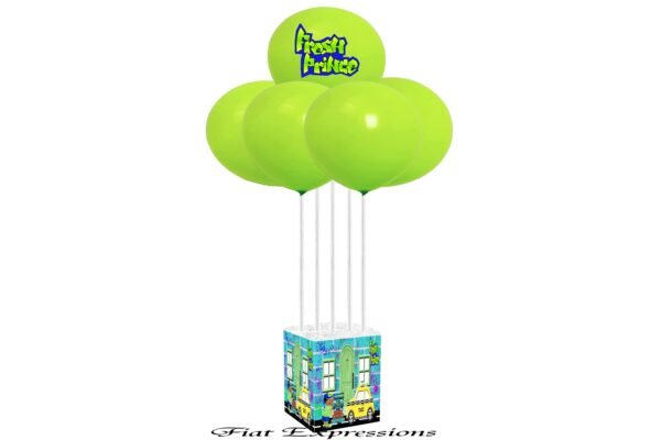 Fresh Prince Baby Shower Balloon Bouquet Green & Blue with Taxi
