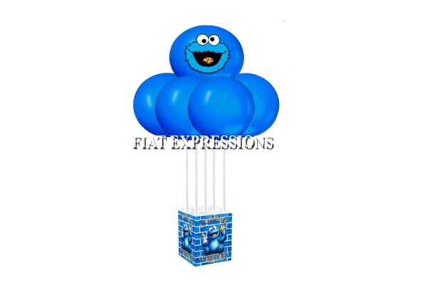 Cookie Monster Themed Baby Shower Balloon Bouquet with Bottle