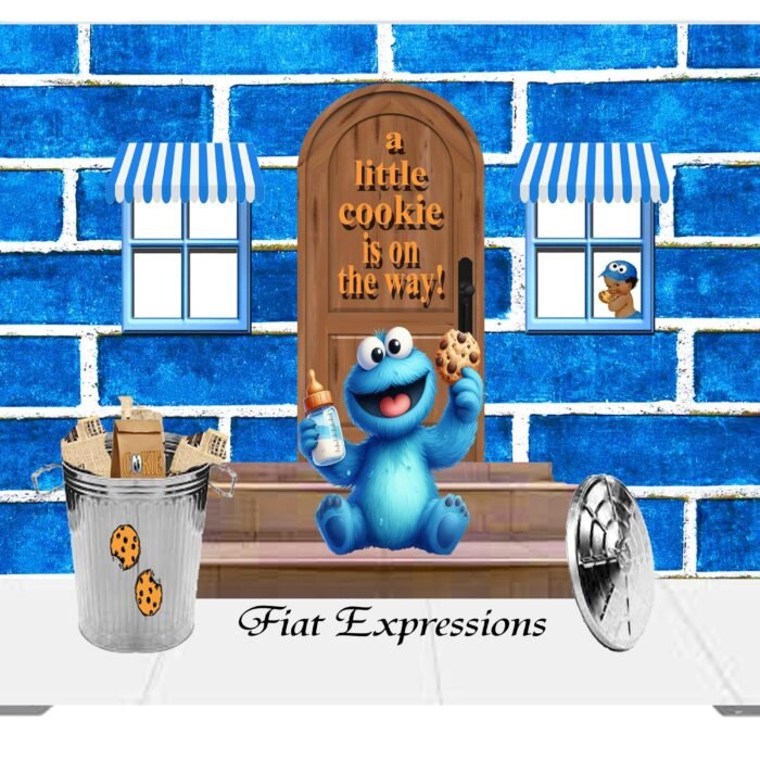 Cookie Monster Baby Shower Themed Backdrop on Steps with Bottle Cookie Monster Baby Shower Themed Backdrop on Steps with Bottle