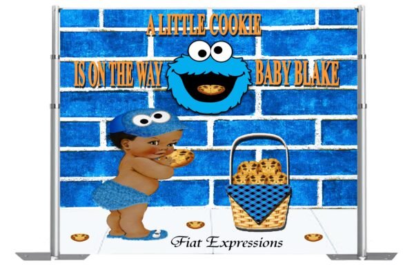 Cookie Face Baby Shower Backdrop with Basket Baby